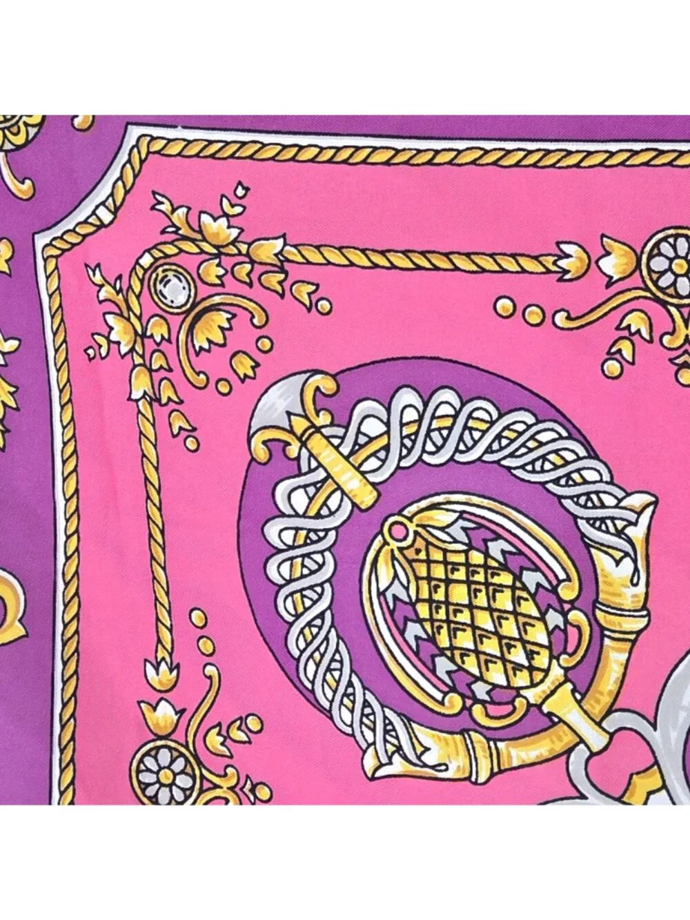 Vintage 90s Pink Purple Abstract Crown Scarf Women Accessories Colorful Square